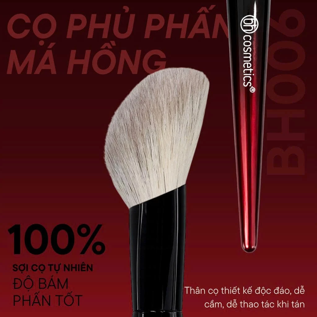Cọ Trang Điểm Phấn Phủ Đầu Bung Xéo - Cọ Má Hồng Phấn BH Cosmetics Angled Contour Brush BH006